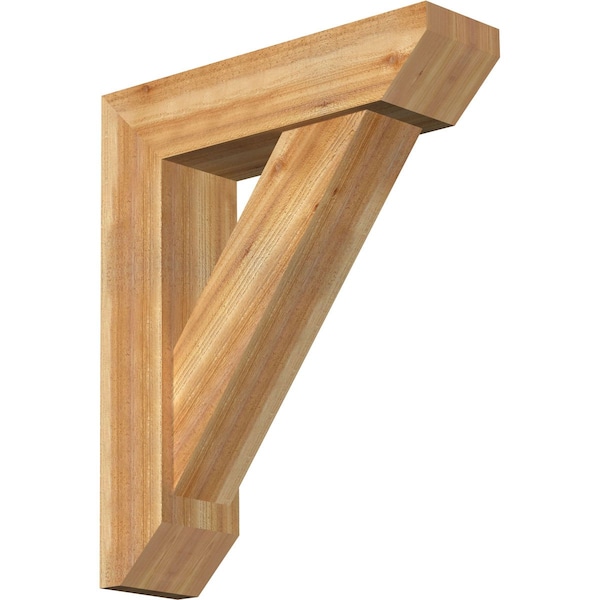 Ekena Millwork Traditional Slat Rough Sawn Bracket w/ Offset Brace, Western Red Cedar, 8"W x 30"D x 36"H BKT0806X30X36TRA06RWR - main